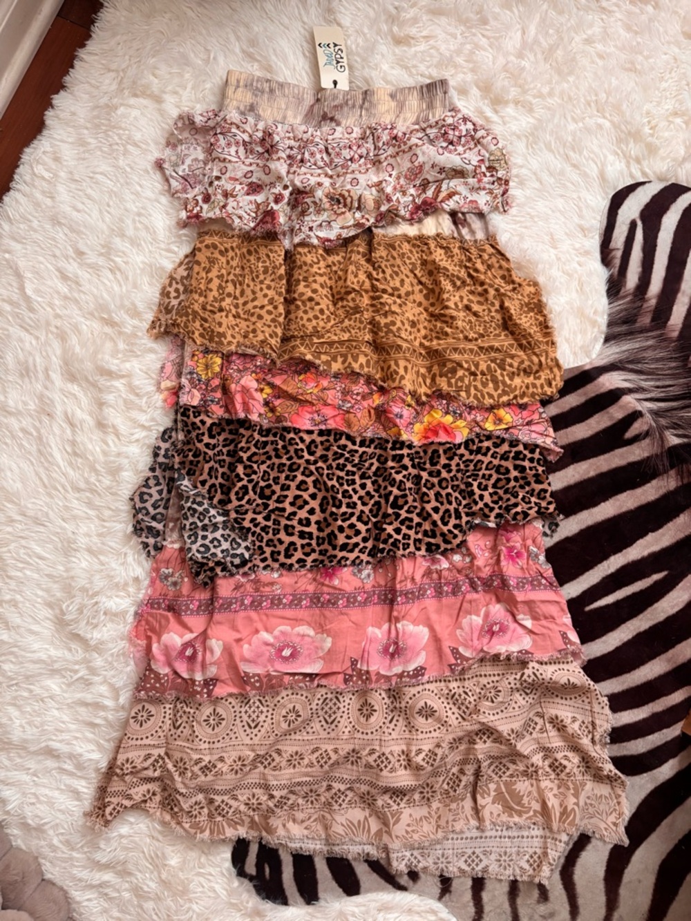 NWT Jaded Gypsy Boho ruffled Maxi Skirt size S/M